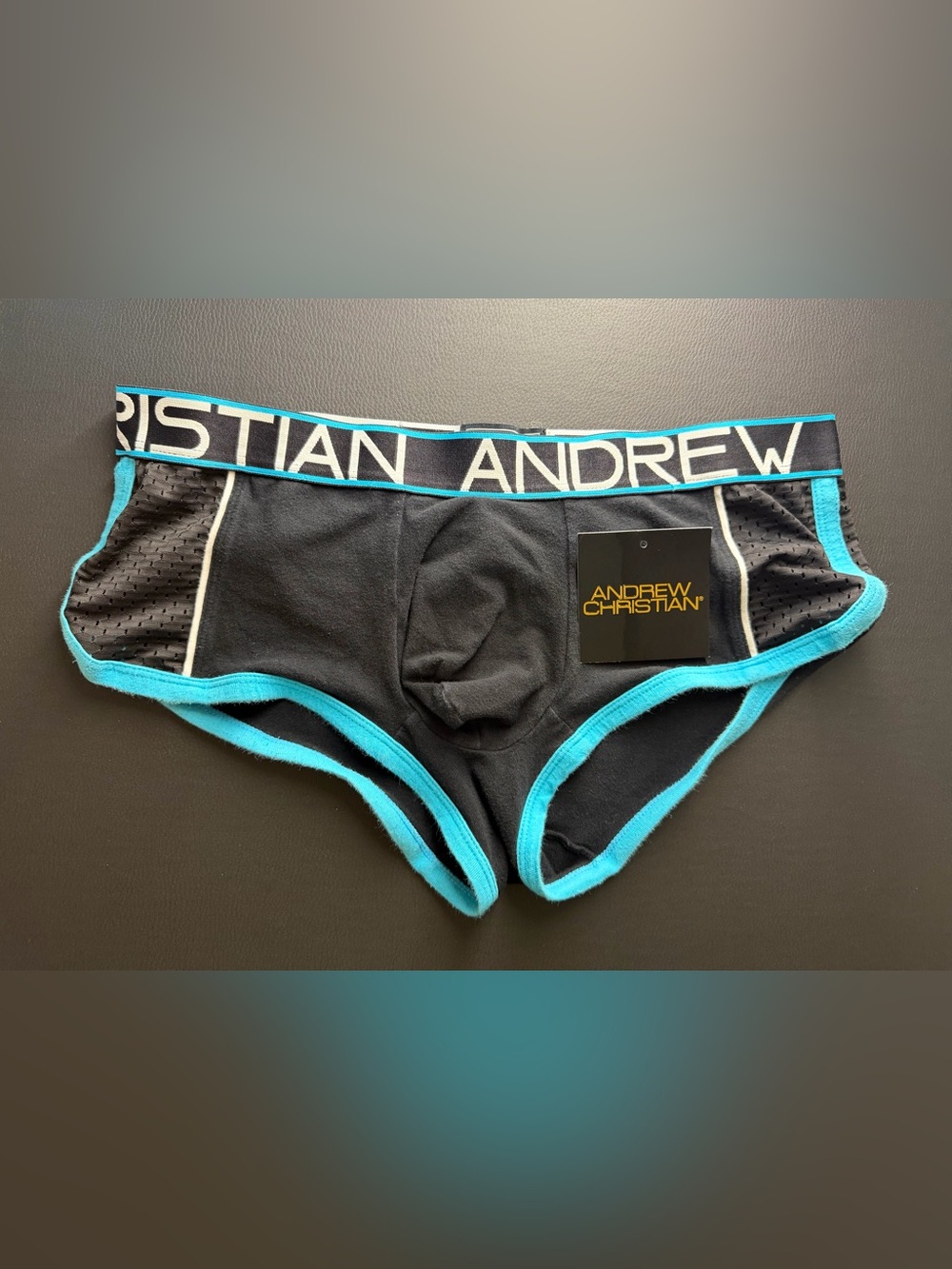 Andrew Christian Mesh Panel Trunks with Almost Naked Tech Medium Black